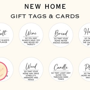 Printable New Home Tags and Cards - Traditional Housewarming Gift Basket Tags - New Home Owners Gift - Welcome Home Gift Tags - PL90