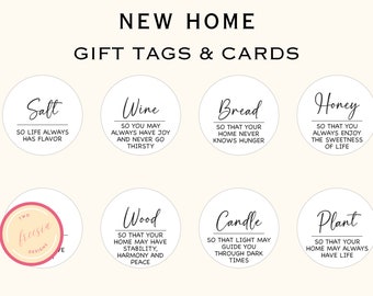 Printable New Home Tags and Cards - Traditional Housewarming Gift Basket Tags - New Home Owners Gift - Welcome Home Gift Tags - PL90