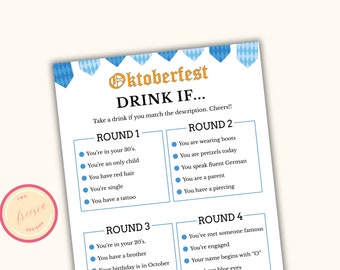 Drink als spel - Afdrukbare volwassen Oktoberfest Party Games - Beer Festival Games - Drinkspel - Bierproeverij - Instant Download - RO23
