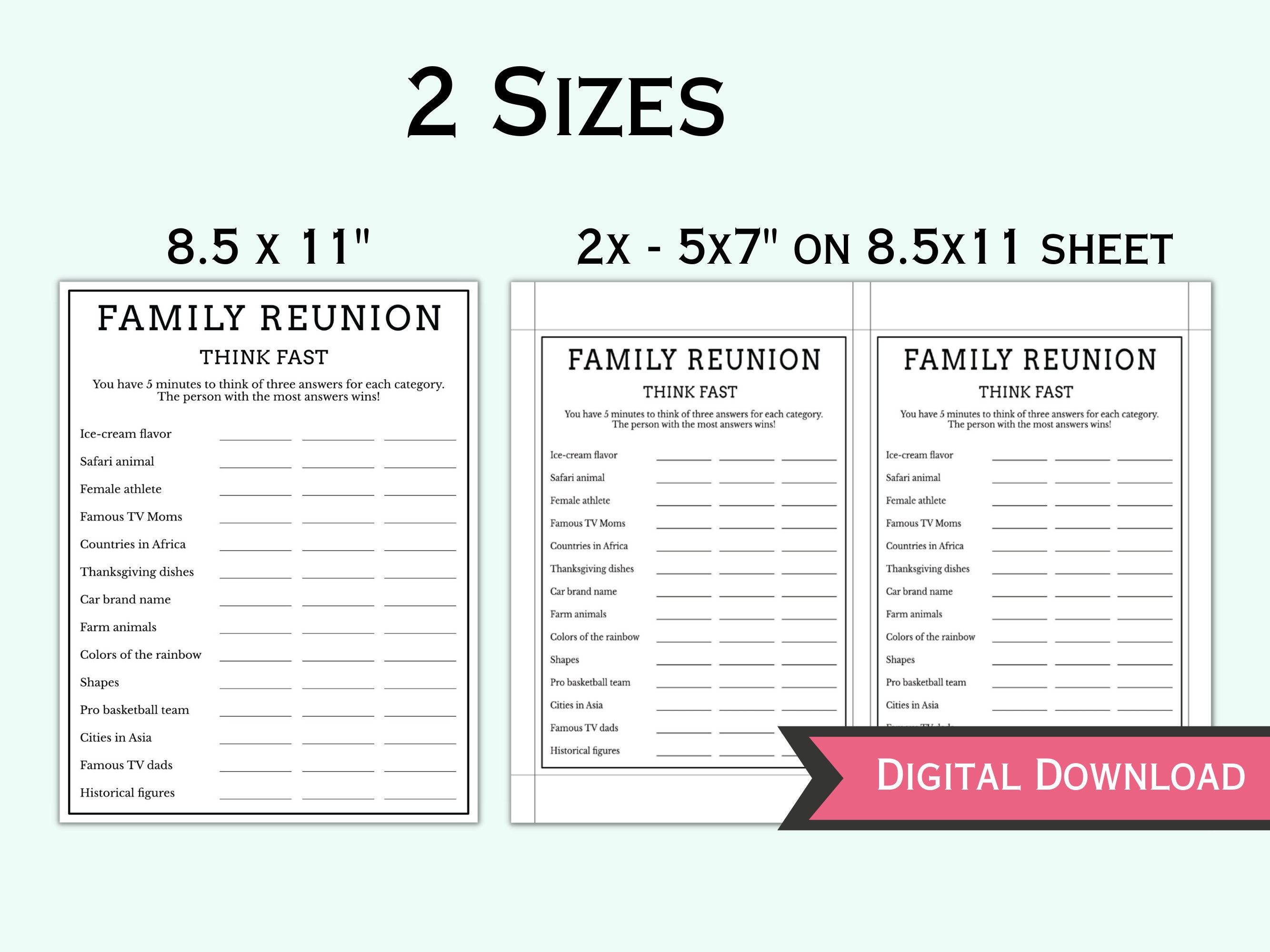 10 Family Reunion Game Bundle for Family Gathering Activities for Kids ...