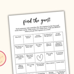 Finde das Gast Bingo - Paare Dusche - druckbare Paare Brautparty Spiele - Gemeinsame Brautparty Spiele - Co ed Brautparty Spiele - KW04