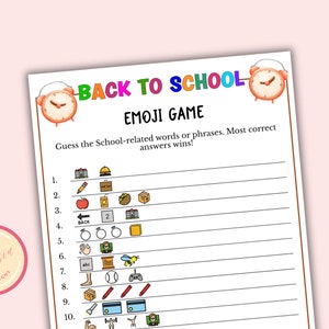 Back to School Emoji Game - Printable Back to School Game and Activity for Classroom, Home School and Class Parties - Icebreaker - CB11