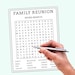 Family Reunion Word Search Game Printable Family Reunion Party Games ...