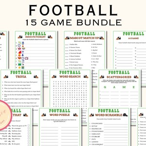 Football Game Bundle - 15 Printable Football Party Games Pack - Football Themed Birthday Party - Football Sunday Activity - J09