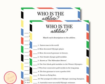 Summer Sports Printable Game Trivia - Global Games - USA Sports Themed - Summer Activities Games  for Kids, Adults, Office Party - QL