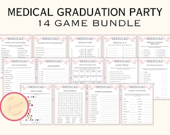 14 Printable Medical Party Game Bundle for Nurse, Doctor, Graduation, Retirement & Birthday party - Nurse Appreciation Week - NU04