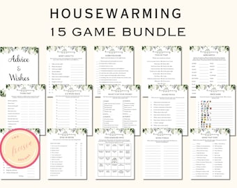 Housewarming Party Games - Printable Housewarming Game Bundle - Housewarming Games Printable - Greenery-themed New Home Party Games - PL90