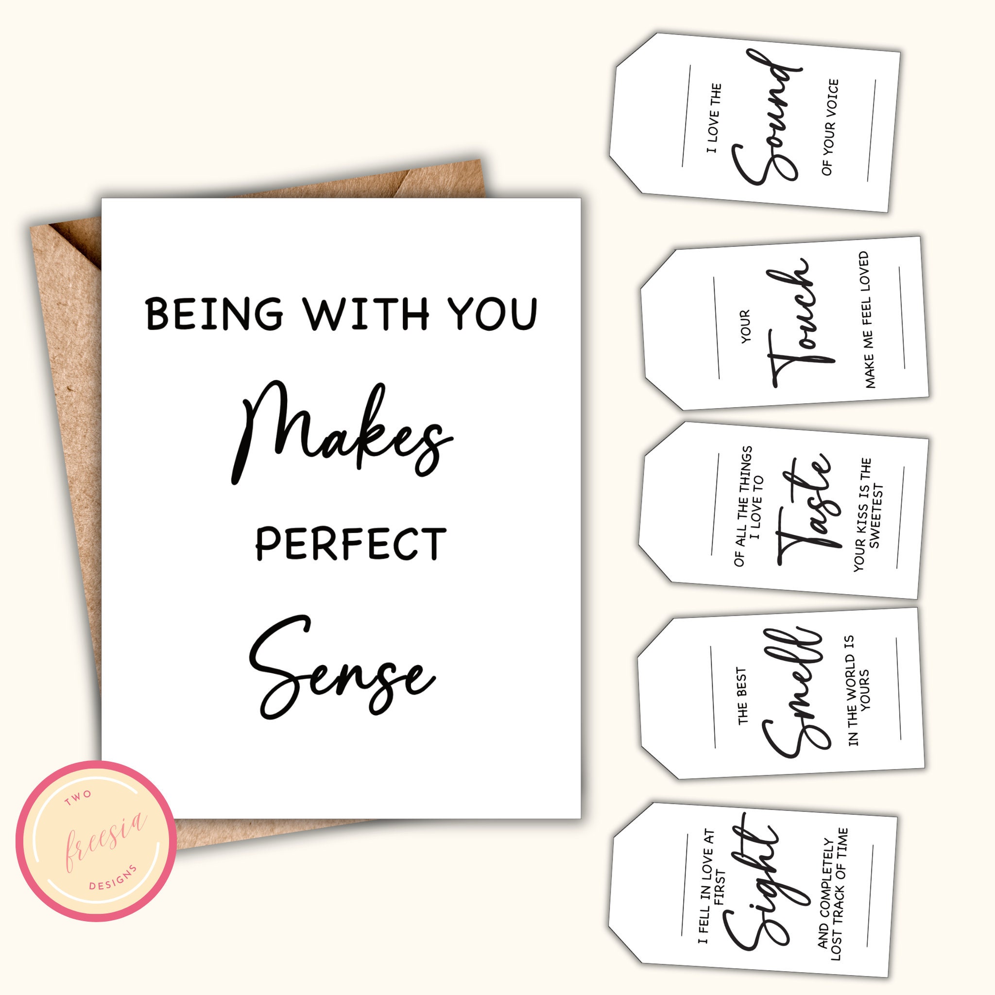 5 Senses Gift Tags Printable Labels 1st Anniversary Gift for