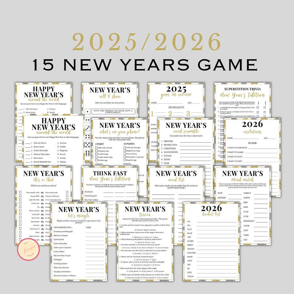 New Years Games Bundle, Printable 2026 New Years Party Games for Kids ...