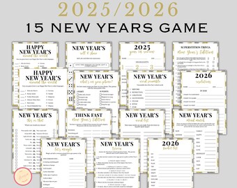 New Years Games Bundle, Printable 2026 New Years Party Games for Kids and Adults, Digital Download New Years Activities New Years Eve Trivia