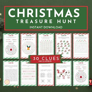 Weihnachtsschatzsuche für ältere Kinder, Indoor-Weihnachtsaktivität für Kinder und Jugendliche, 30 Hinweise | Sofort Download K8TCE