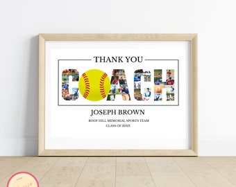 Baseball Photo Collage Template - Photo Gift Collage Template - Printable Baseball Gift Collage - Baseball Coach Photo Collage Gift