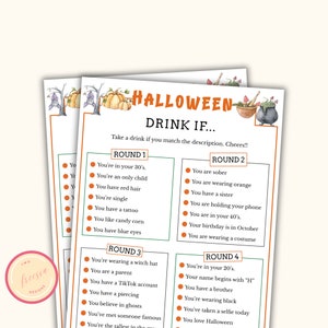 Drink If Game - Printable Halloween Party Game for Adults - Icebreaker Activity & Spooky Party Game - Office Party - KL098