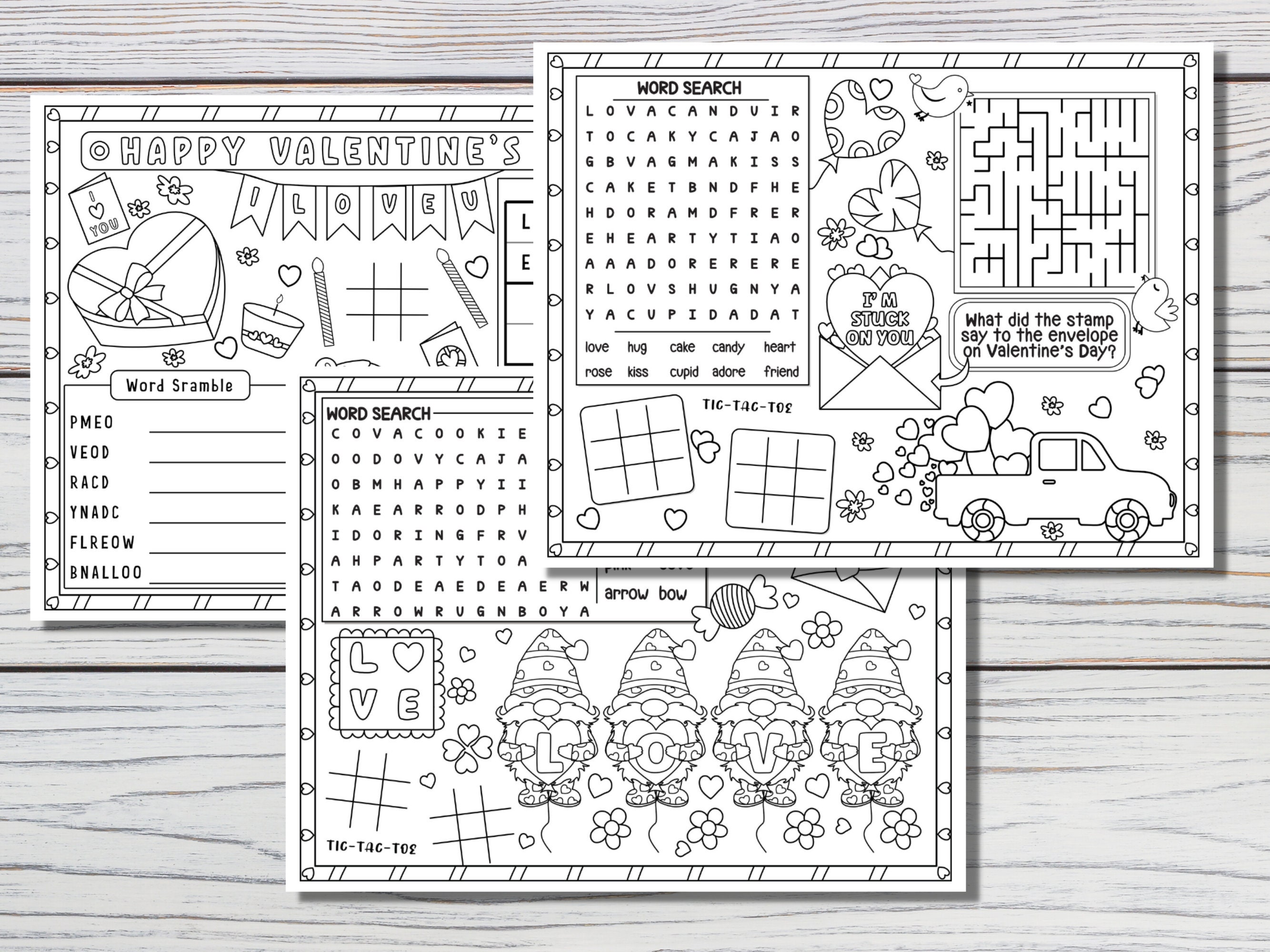 Valentine's Day Placemat for Kids Printable Activity and - Etsy