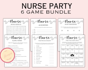 6 Nurse Graduation Game Bundle - Nursing School Graduation Party Games - Nurse Retirement Party Game - Digital Download - NU04