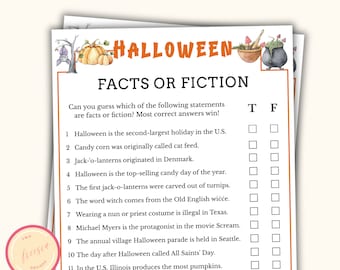 Facts or Fiction Halloween Game - Printable Halloween Party Game for Teens and Adults - Icebreaker Activity & Spooky Party Game - KL098