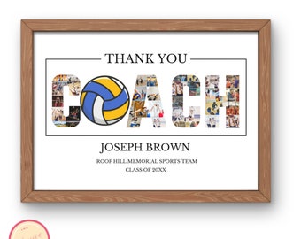 Volleyball Photo Collage Template - Photo Gift Collage - Editable Template - Printable Coach Gift Collage - Coach Photo Collage Gift