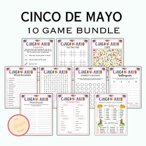 10 Cinco de Mayo Game Bundle for Kids - Family Game Night - Classroom Fiesta Party - Printable Party Game Pack - Instant Download