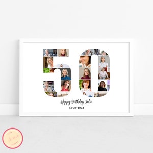 Editable Custom 50th Birthday Gift - Photo Collage - 50th anniversary - Fiftieth Birthday - Personalized, Custom Picture Board - GH67