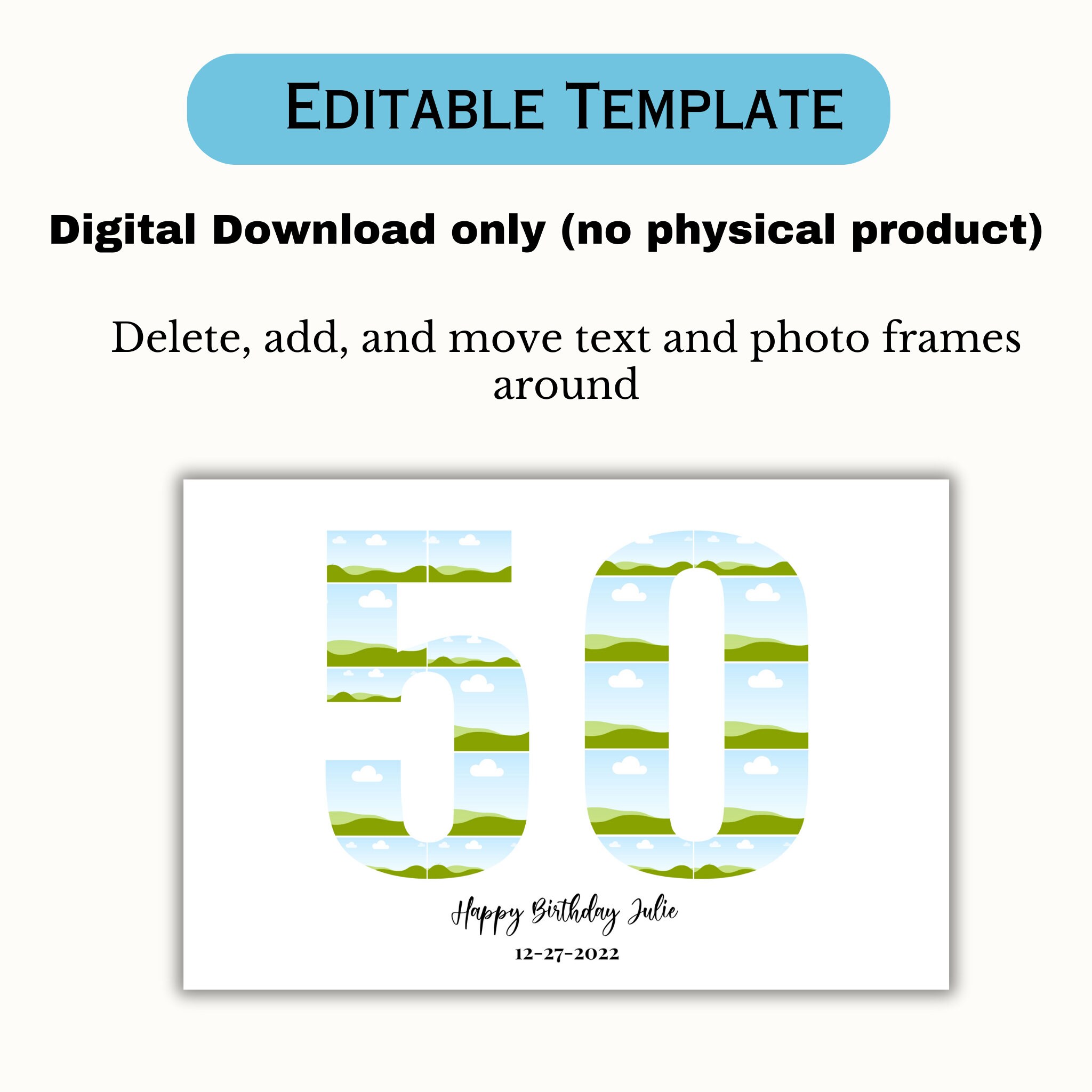 Editable Custom 50th Birthday Gift Photo Collage 50th Anniversary ...