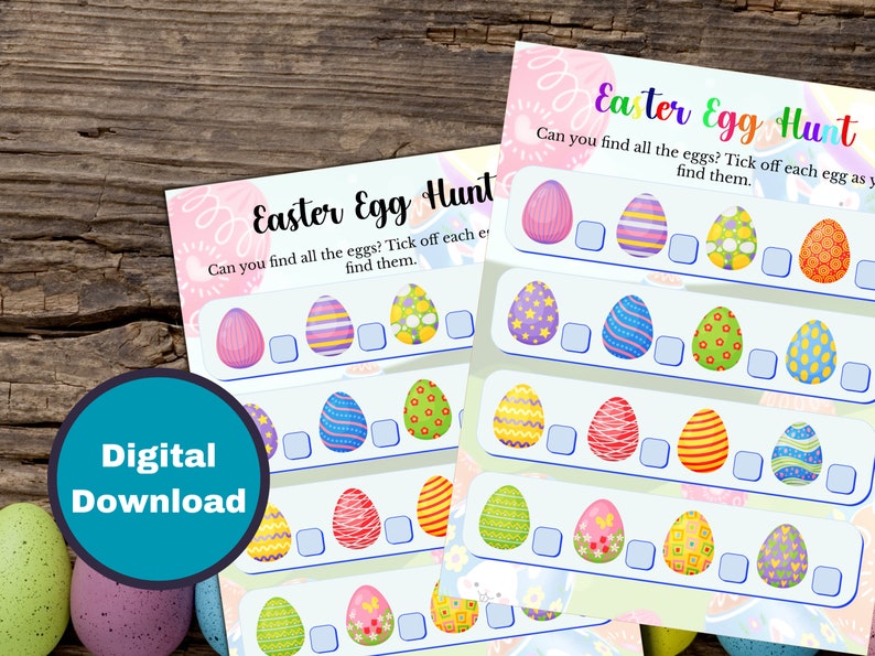 Chasse aux œufs de Pâques imprimable pour les enfants Bunny Treasure Hunt Party Games pour la famille et les amis Téléchargement numérique image 2