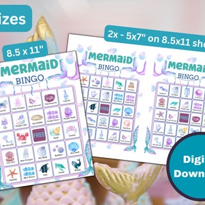 Mermaid Bingo Printable Game for Birthday Parties Activities - Etsy
