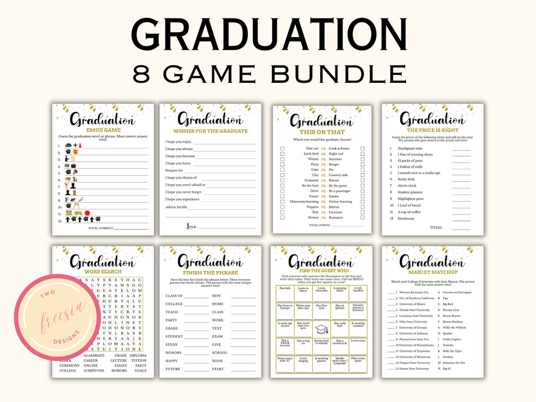 8 Printable Graduation Party Games Bundle - 2025 Graduation Games ...