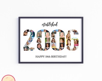 Personalized 2006 Photo Collage Template - Custom 18th Birthday Gift - Picture Collage Gift for Wife Husband Men Women - Born in 2006 - GH67