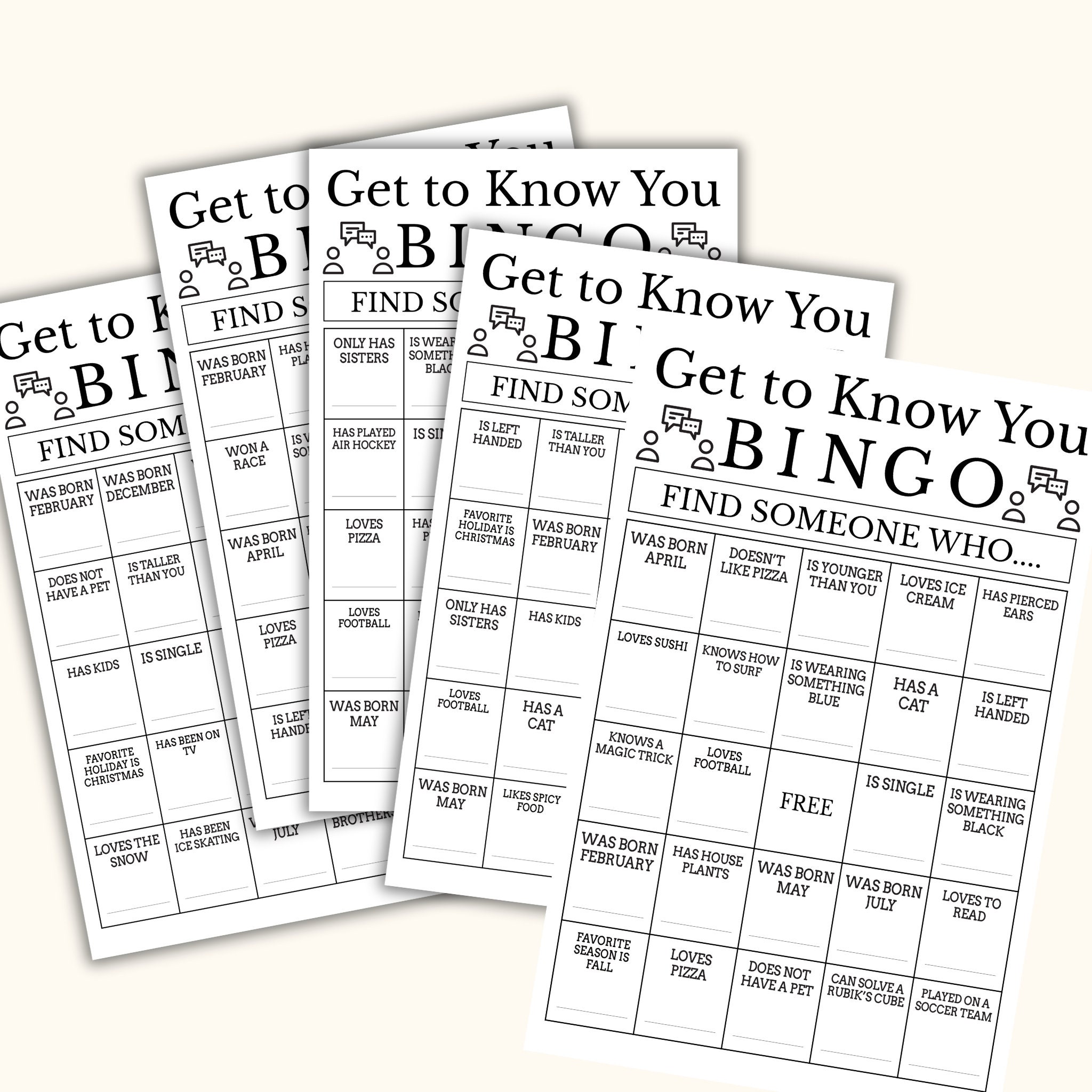 Get to Know You Bingo - Find Someone Who Bingo - Find the Guest Bingo ...