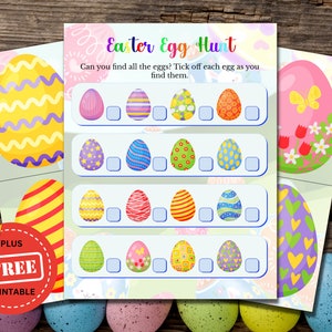 Chasse aux œufs de Pâques imprimable pour les enfants Bunny Treasure Hunt Party Games pour la famille et les amis Téléchargement numérique image 1