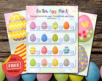 Chasse aux œufs de Pâques imprimable pour les enfants - Bunny Treasure Hunt Party Games pour la famille et les amis - Téléchargement numérique