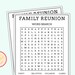 Family Reunion Word Search Game - Printable Family Reunion Party Games ...