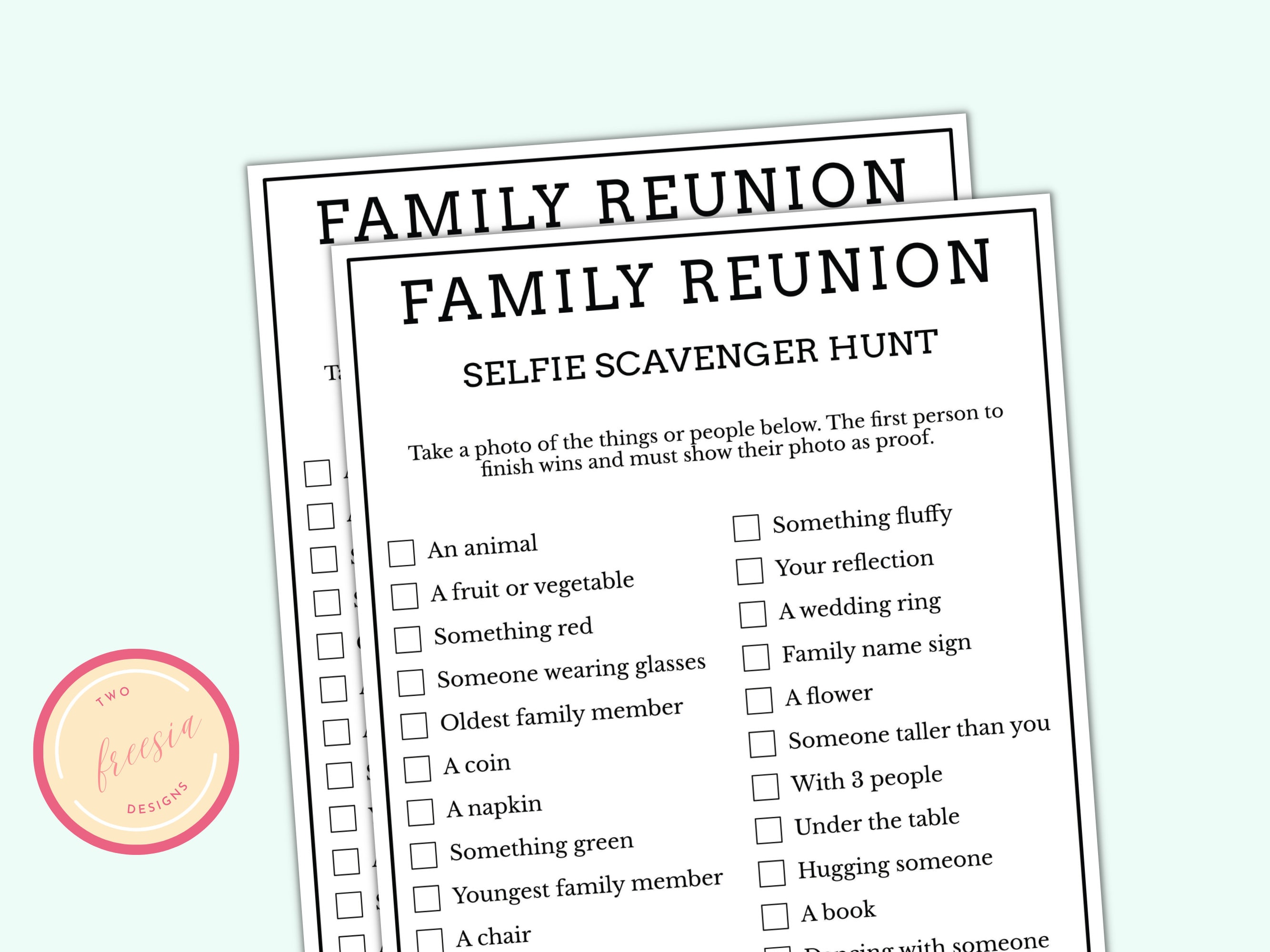 Family Reunion Selfie Scavenger Hunt Game - Printable Family Reunion ...