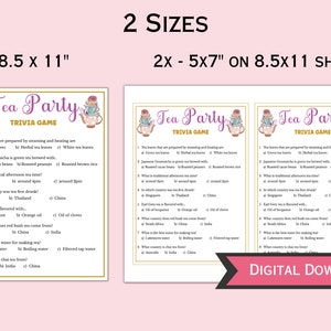 High Tea Trivia Tea Party Trivia Game - Printable Tea Party Games for Birthdays, Bridal ...