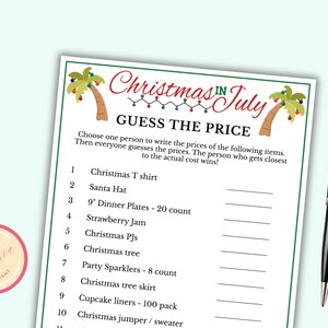 Guess the Price Game - Printable Christmas In July Game for Kids & Adults - Tropical Beach Christmas Game - Instant Download - MC1