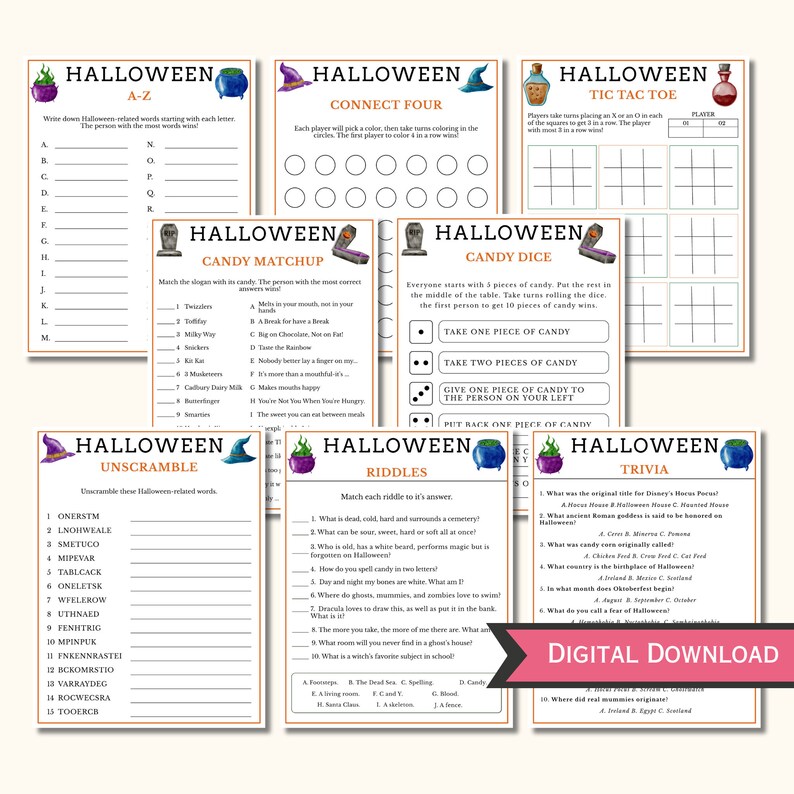 Halloween Party Games Printable Halloween Party Game Bundle - Etsy