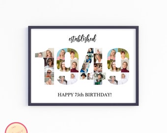 Custom 1949 Collage - 75th Birthday Collage Print - Photo Collage Template - Number Collage - Personalized Gift - Born in 1949 - GH67