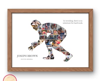 Wrestling Photo Collage Template - Photo Gift Collage Template - Printable Coach Gift Collage - Wrestling Photo Collage Gift Template