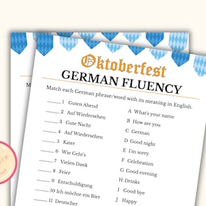 Printable Oktoberfest Game - German Fluency - Adult Oktoberfest Party Game - German Trivia - Beer Festival Game -I nstant Download - RO23