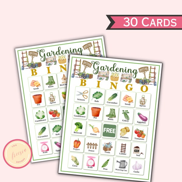 30 Unique Gardening Bingo - Printable Garden Bingo - Party Game ideas for Senior Citizen - Earth Day, Mother's Day Brunch Idea