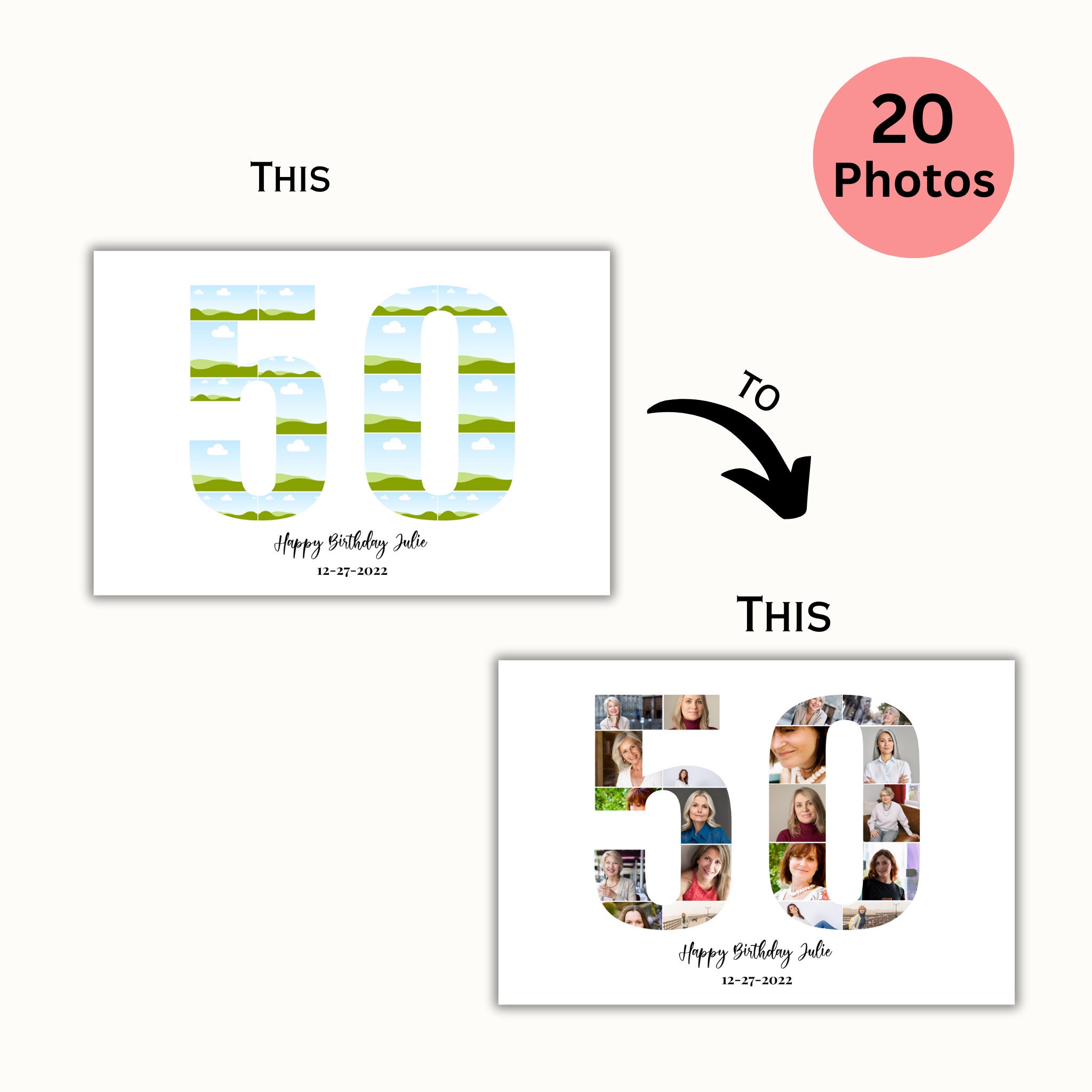 Editable Custom 50th Birthday Gift Photo Collage 50th Anniversary ...