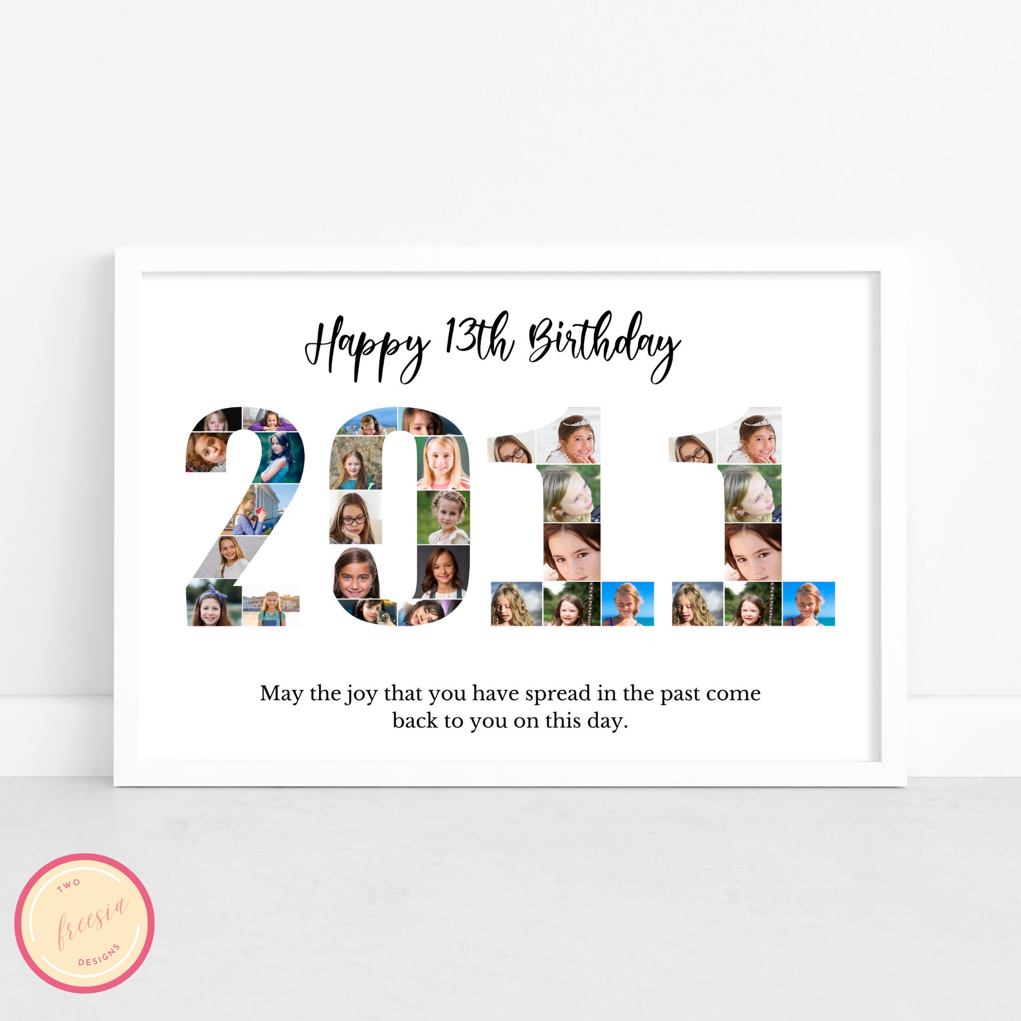 Editable Custom 13th Birthday Gift Photo Collage 13th Anniversary Born ...