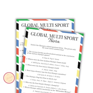 Summer Sports Printable Game Trivia - Global Games - USA Sports Themed - Summer Activities Games  for Kids, Adults, Office Party - QL