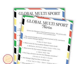 Summer Sports Printable Game Trivia - Global Games - USA Sports Themed - Summer Activities Games  for Kids, Adults, Office Party - QL