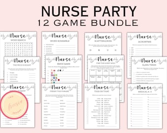 12 Printable Nurse Theme Party Games - Nurse Graduation Game - Nurse Graduation Party - Nurse Retirement Party - Digital Download - NU04