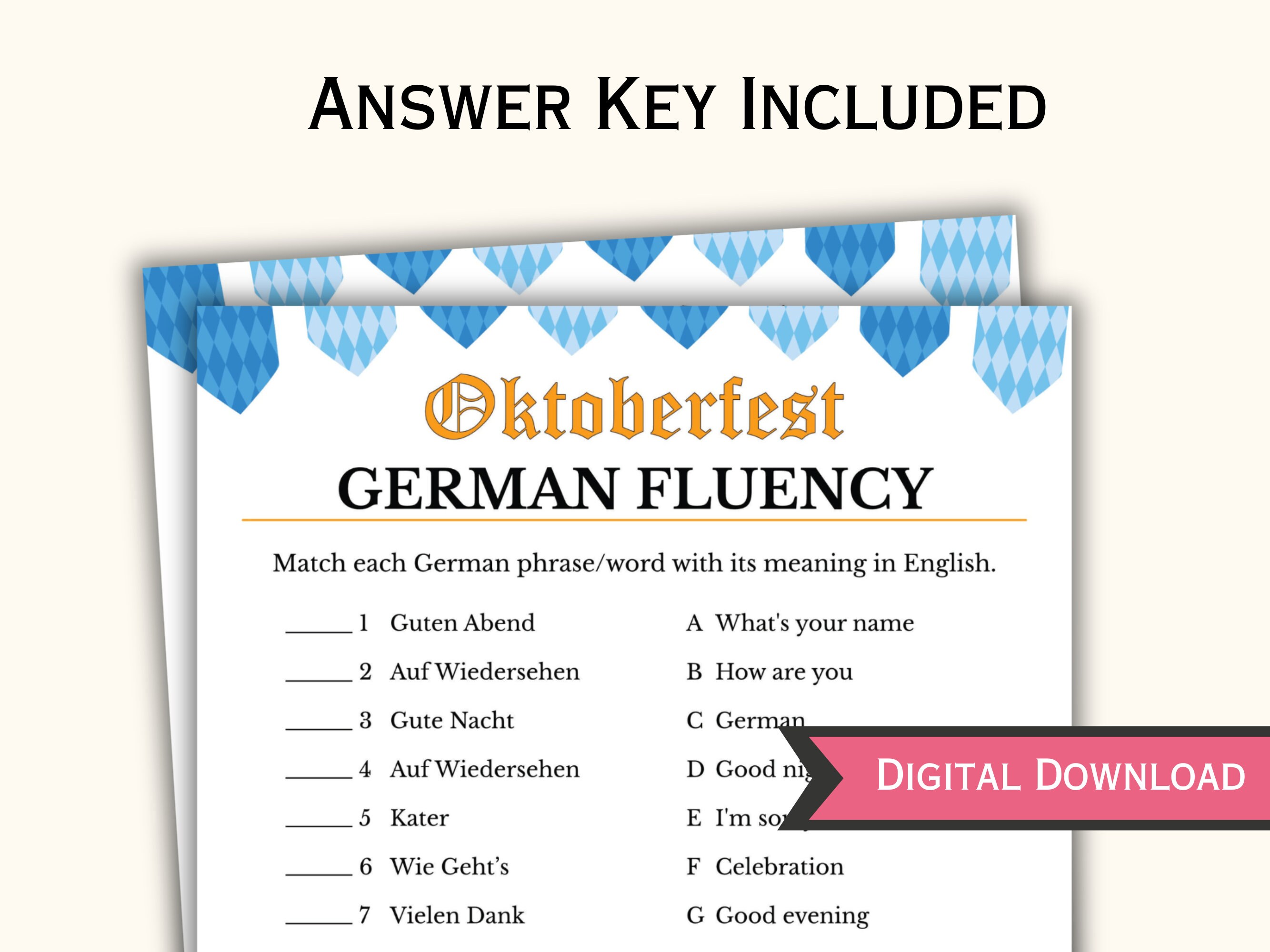 Printable Oktoberfest Game - German Fluency - Adult Oktoberfest Party ...