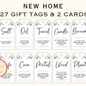 Printable New Home Tags and Basket - Housewarming Gift Basket Tags - New Home Owners Gift - Welcome Home Gift - Instant Download - PL90