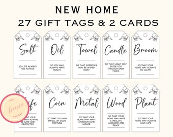 Printable New Home Tags and Basket - Housewarming Gift Basket Tags - New Home Owners Gift - Welcome Home Gift - Instant Download - PL90