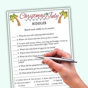 Christmas in July Riddles Game - Printable Christmas in July Game for ...