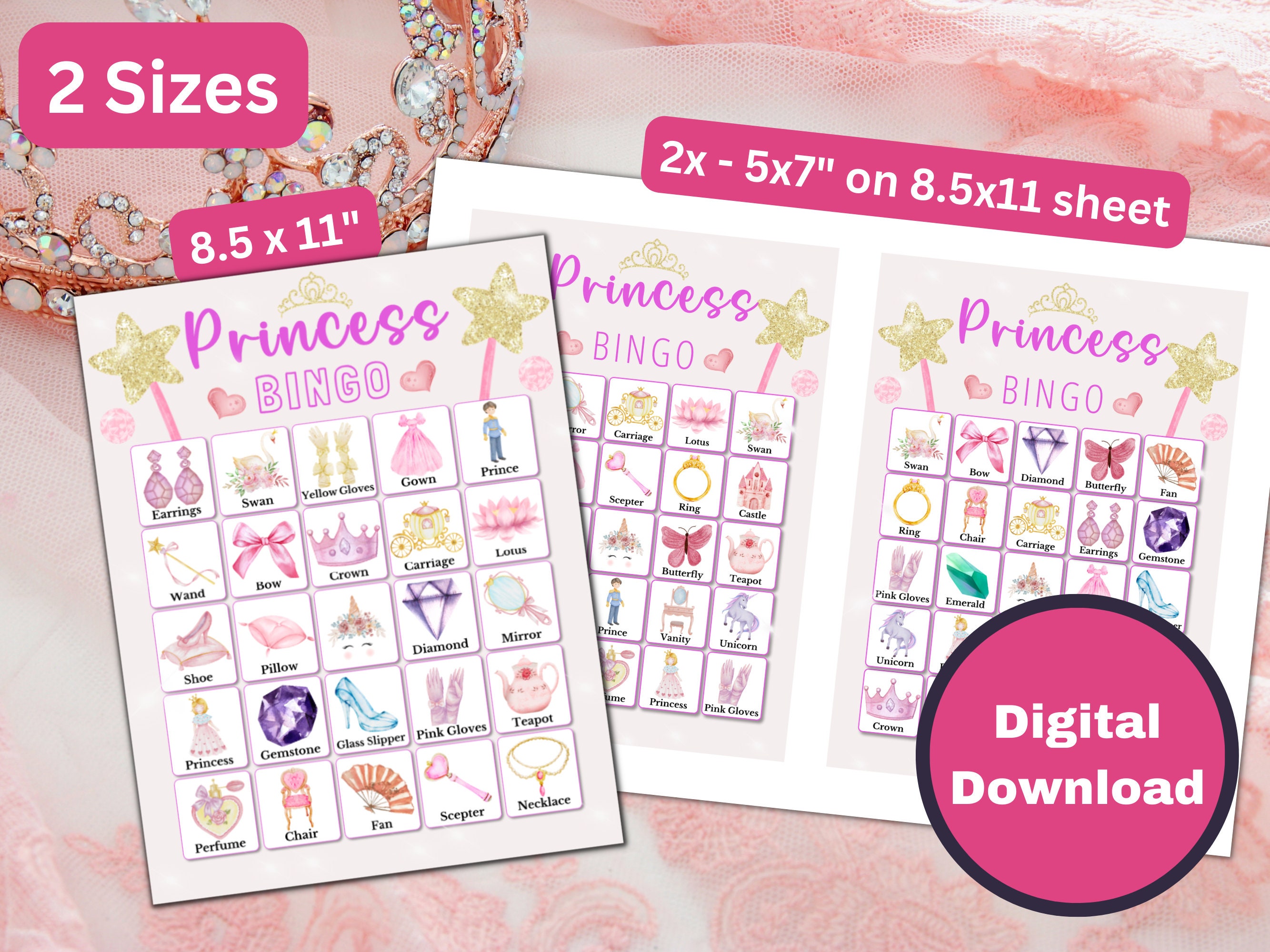 Princess Bingo Game Printable Princess Bingo for Girls Birthday, Brunch ...